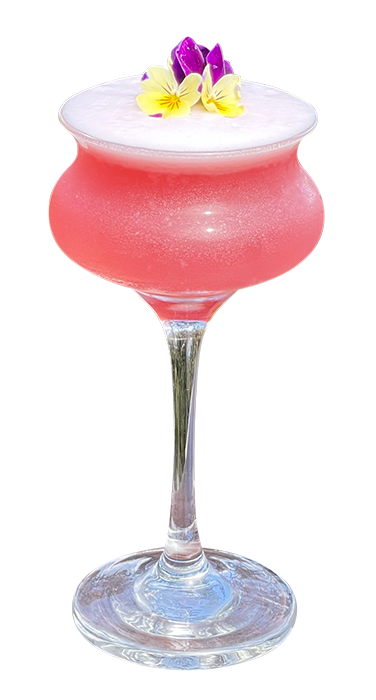 Delicate pink cocktail with pink colour coming from the VKAT Raspberry and the cranberry juice