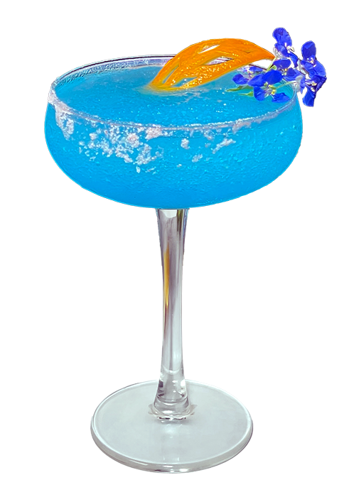Frozen blue cocktail made with Blue Citrus Glades